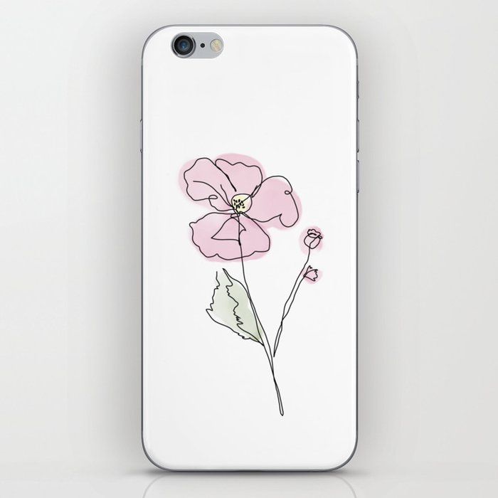 Hand drawn simple pink flower iPhone Skin
