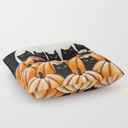 Black Cats in the Pumpkin Patch Floor Pillow