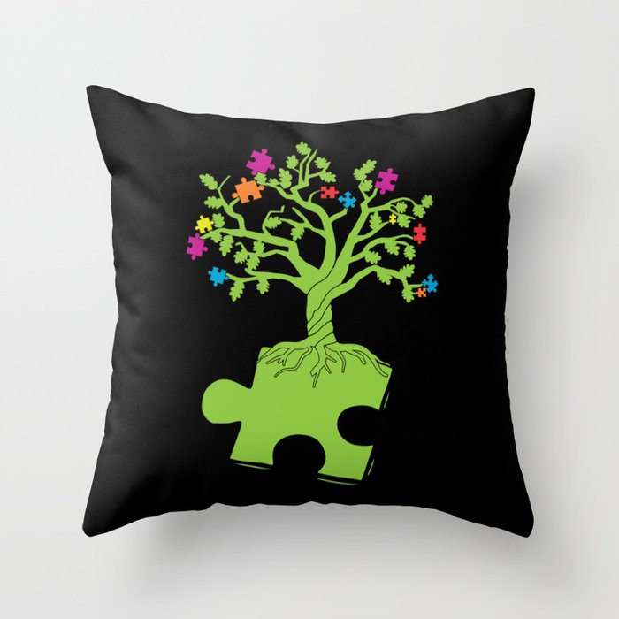 Autism Awareness Tree Throw Pillow