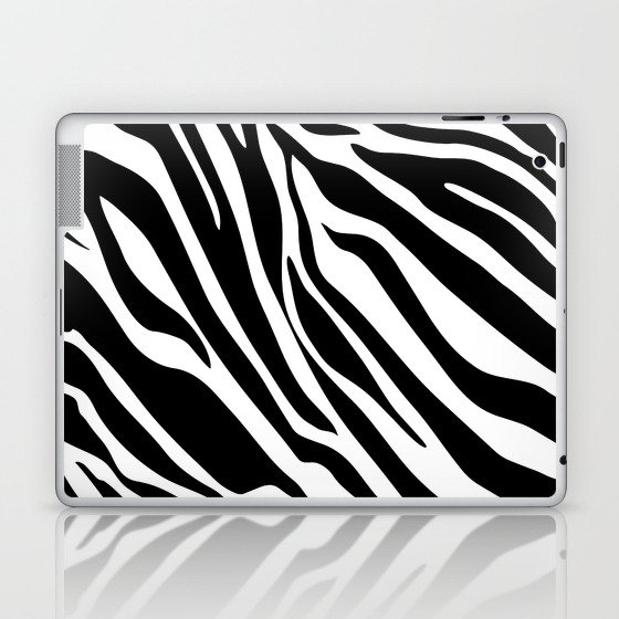 Mid Century Modern Zebra Print Pattern - Black and White Laptop & iPad Skin