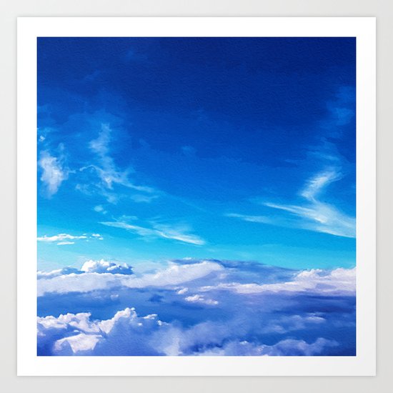 Above the clouds sky is always blue Art Print