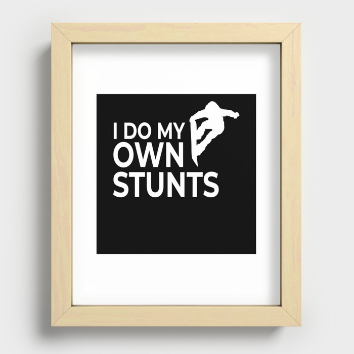 Snowboarding My Own Stunts Snowboarder Recessed Framed Print