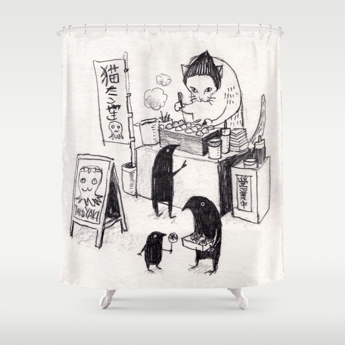 Takoyaki cat Shower Curtain