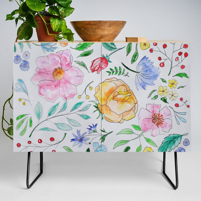 Colorful Painting Pattern Design Credenza