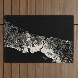 Istanbul, Turkey - Black and White City Map - Aesthetic Outdoor Rug