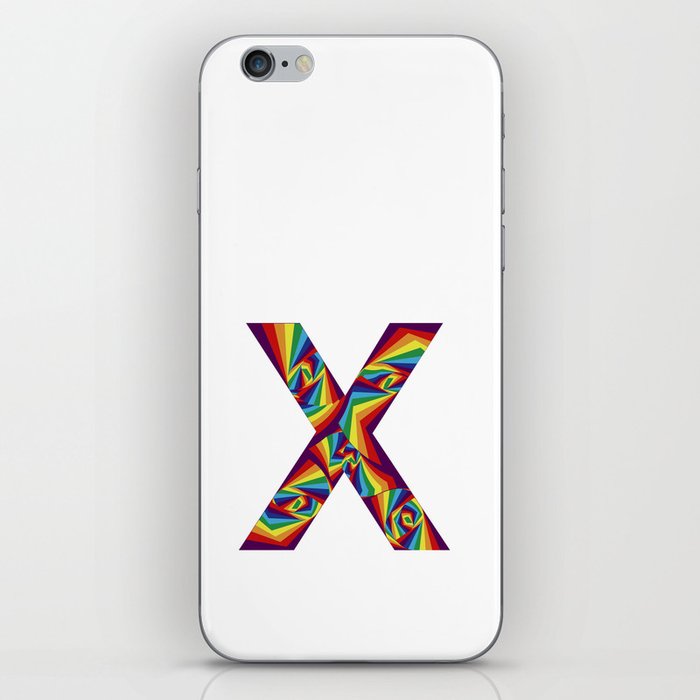 capital letter X with rainbow colors and spiral effect iPhone Skin