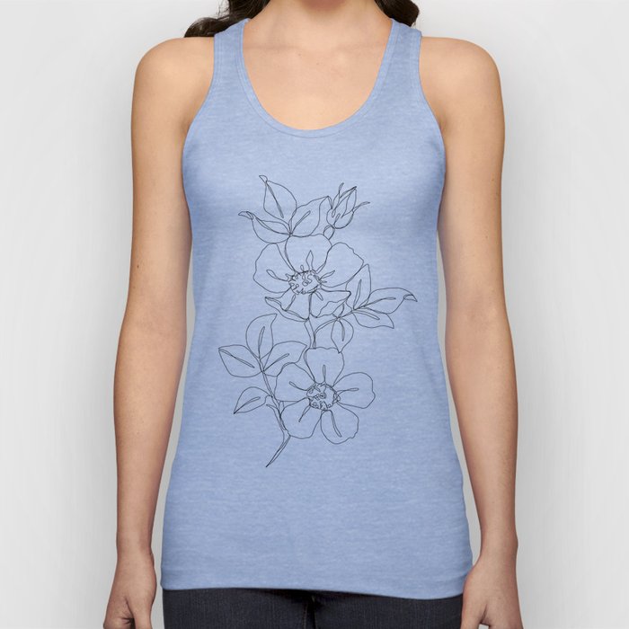 Floral one line drawing - Rose Tank Top