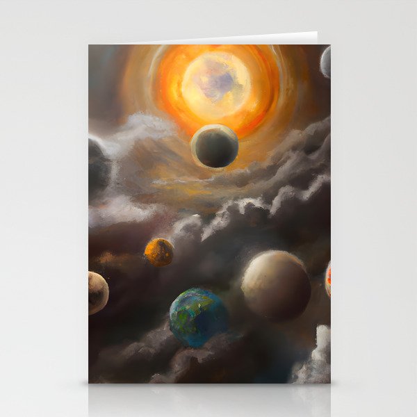 Floating planets in a sea of clouds Stationery Cards