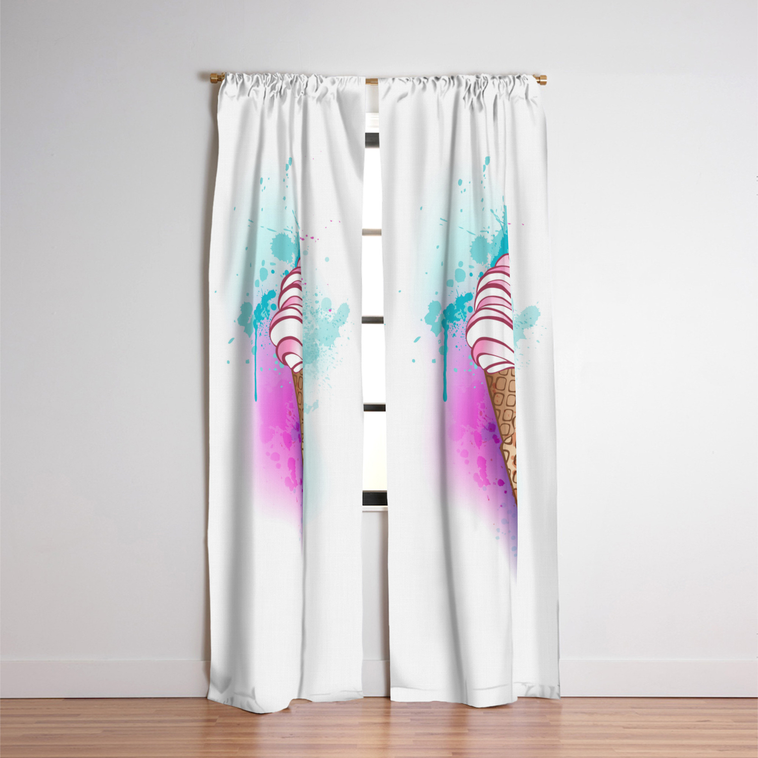 Ice Cream Painted Watercolor Blackout Curtain By Blackmoon9 Society6