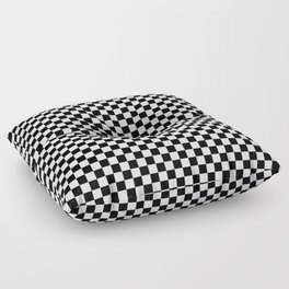 Classic Black and White Checkerboard Repeating Pattern Floor Pillow