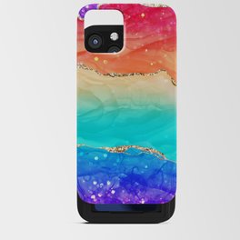 Vibrant Rainbow Glitter Agate Texture 02 iPhone Card Case