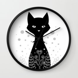 Black tuxedo cat Wall Clock