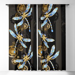 Steampunk Design with Mechanical Dragonflies Blackout Curtain