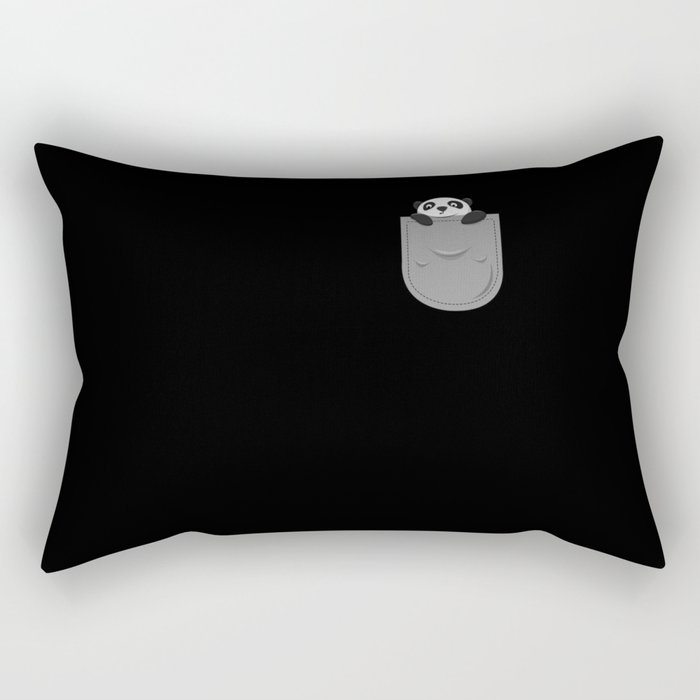 Kawaii Cute Panda Animal In Pocket Rectangular Pillow