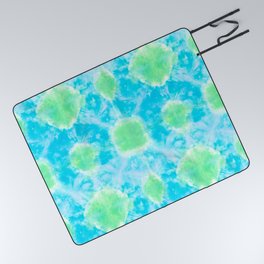 Blue and Green Technicolor Tie-Dye Picnic Blanket