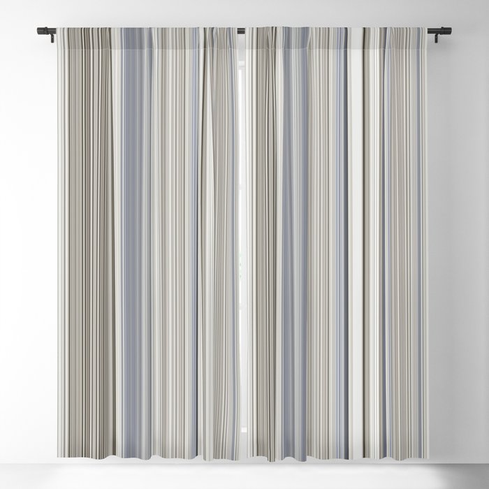Blue grey Tan Stripes Blackout Curtain