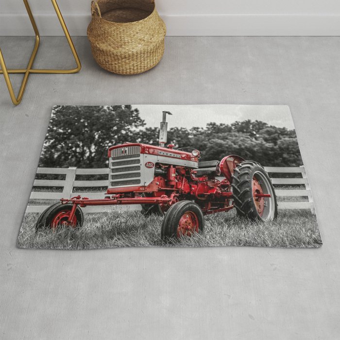 IH 240 Farmall Tractor Red Tractor Color Isolation Rug