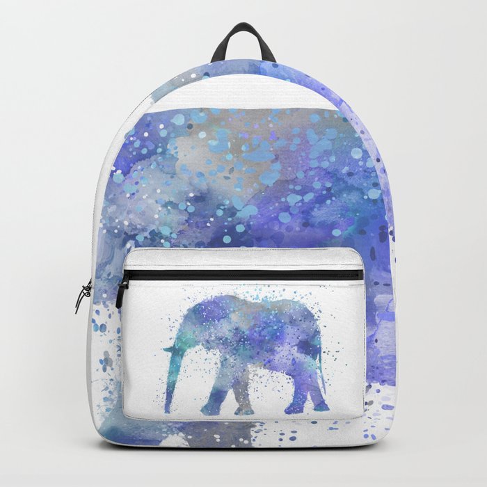 Blue Watercolor Elephant Backpack