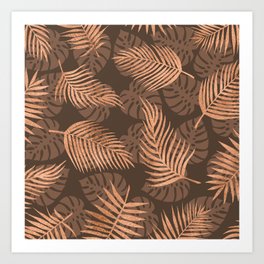 Copper Palm Leaf Pattern 02 Art Print
