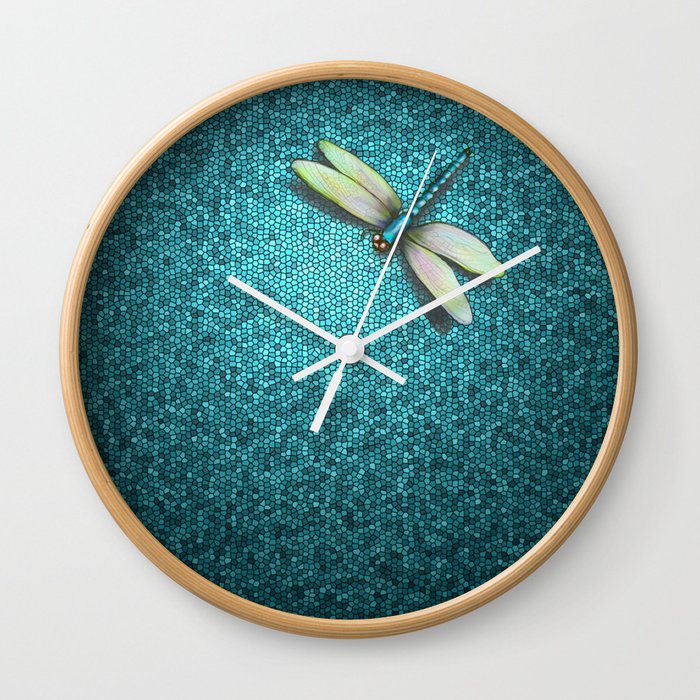 Dragonfly Mosaic Wall Clock