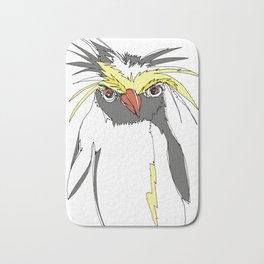 Northern Rockhopper Penguin in white Bath Mat | Endangered, Graphicdesign, Penguin, Ice, Cool, Bird 