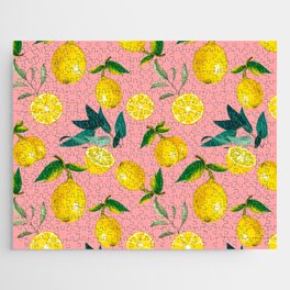 Summer, citrus ,Sicilian style ,lemon fruit pattern  Jigsaw Puzzle