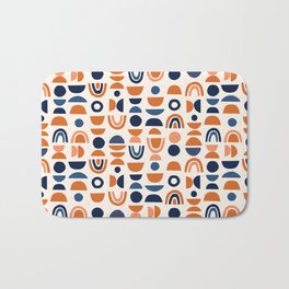 Abstract Shapes 30 in Orange and Navy Blue Bath Mat