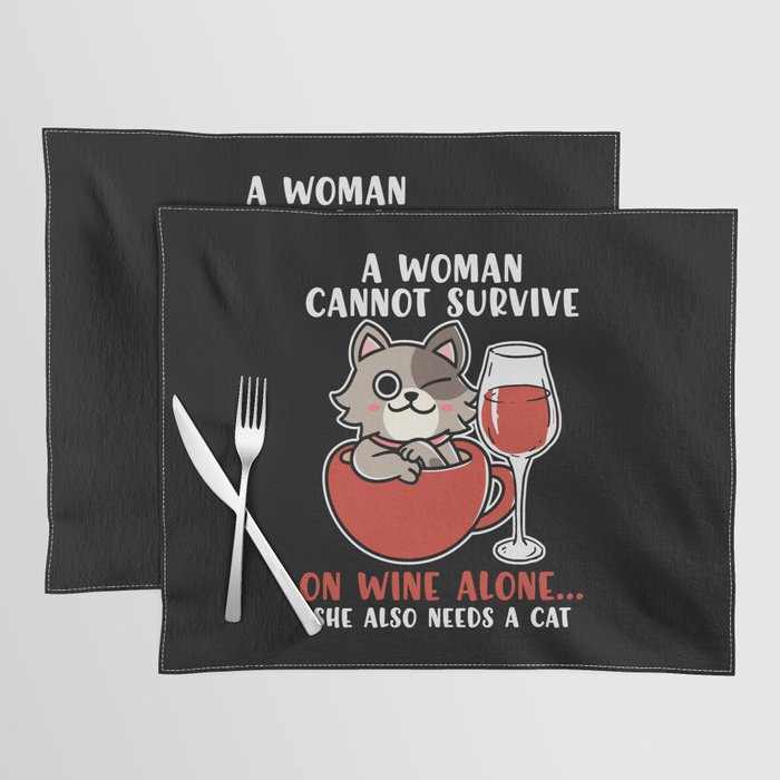 Funny Cat And Wine Saying Womens Placemat