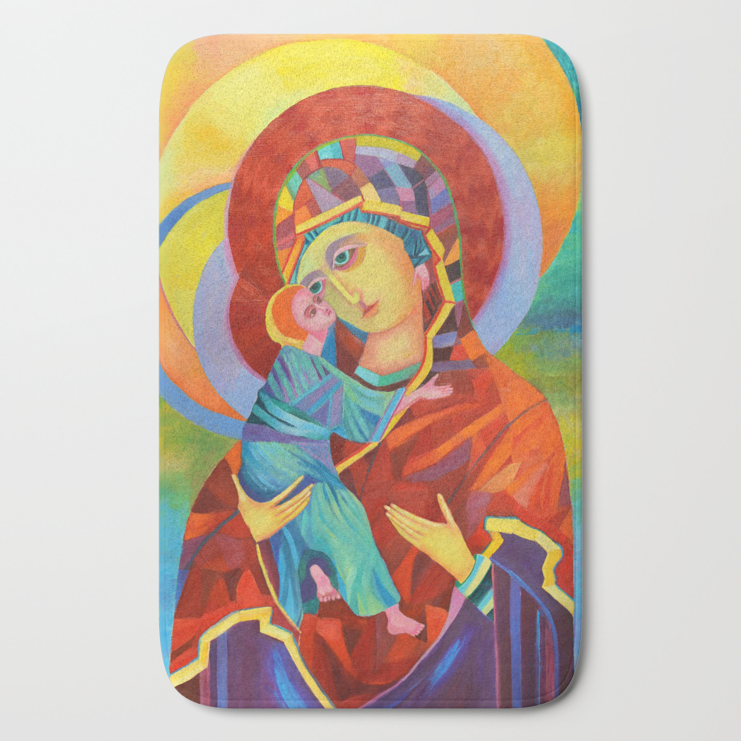 Virgin Mary Painting Madonna And Child Jesus Icon Modern Catholic
