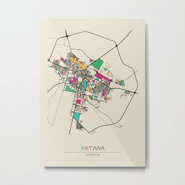 Colorful City Maps: Astana, Kazakhstan Metal Print