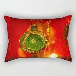 Green Christmas glitter ball Rectangular Pillow