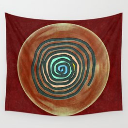 Tribal Maps - Magical Mazes #02 Wall Tapestry | Painting, Mixed Media, Abstract, Maze, Spiral, Symbol, Pattern, Homedecor, Ancestral, Menchulica 