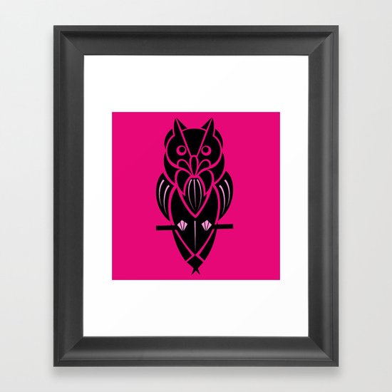 Owl - simple design - PINK Framed Art Print