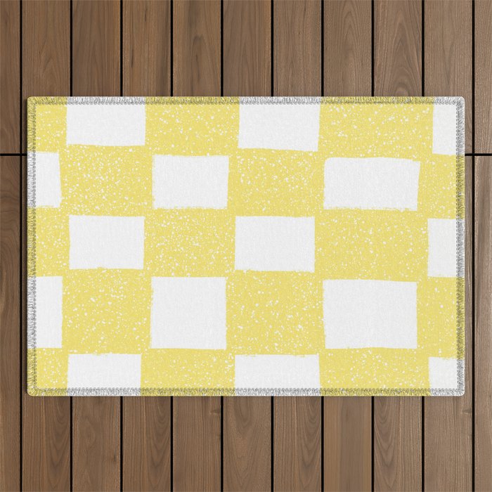 Yellow Checkers Outdoor Rug