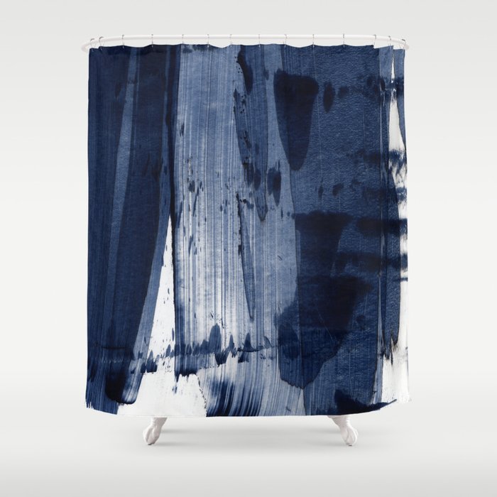 Navy Blue Abstract Painting TEN Shower Curtain