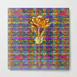 "Rose Facination" Metal Print | Floral, Golden, Surrealpeteart, Mosaic, Collage, Surrealpsurreal, Rose, Stilllife, Digital, Moderndesign 