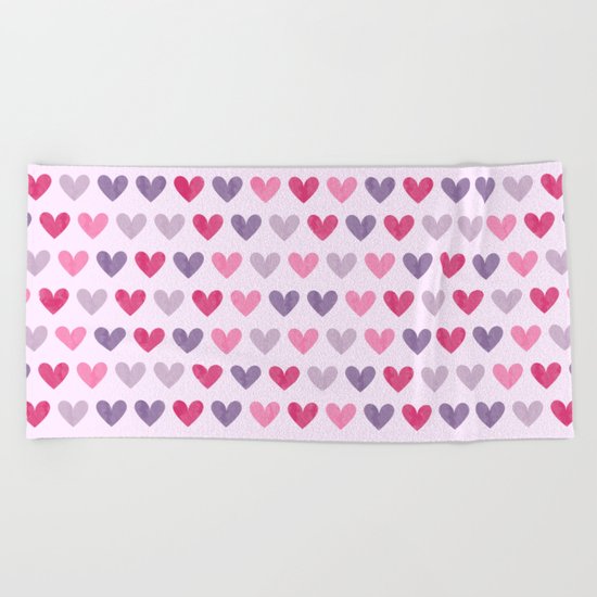 Colorful hearts V Beach Towel