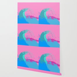 Kiki - Abstract Colorful Wave Art Design Pattern in Turquoise and Pink Wallpaper