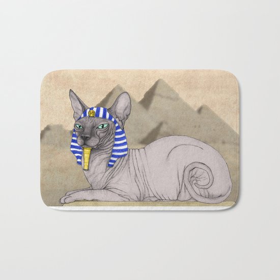 Sphynx Cat With Pyramids of Giza Bath Mat