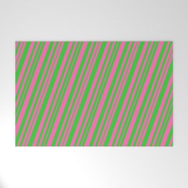 [ Thumbnail: Hot Pink & Lime Green Colored Lines/Stripes Pattern Welcome Mat ]