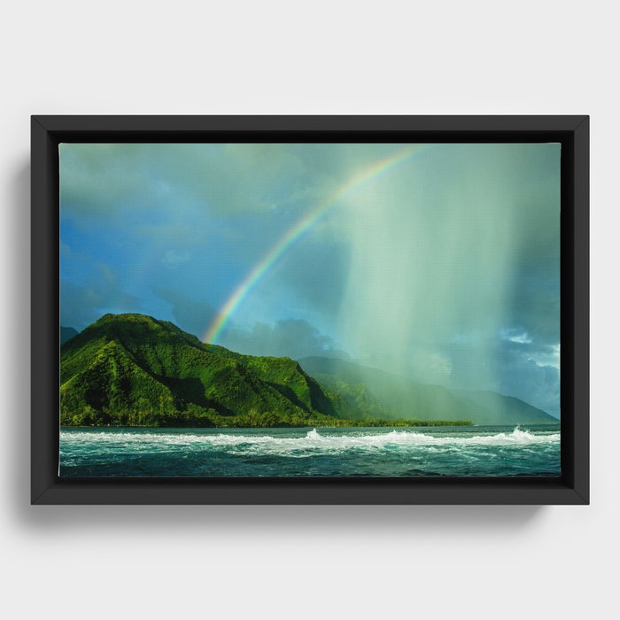 Tahitian Rainbow & Rain Cloud Framed Canvas
