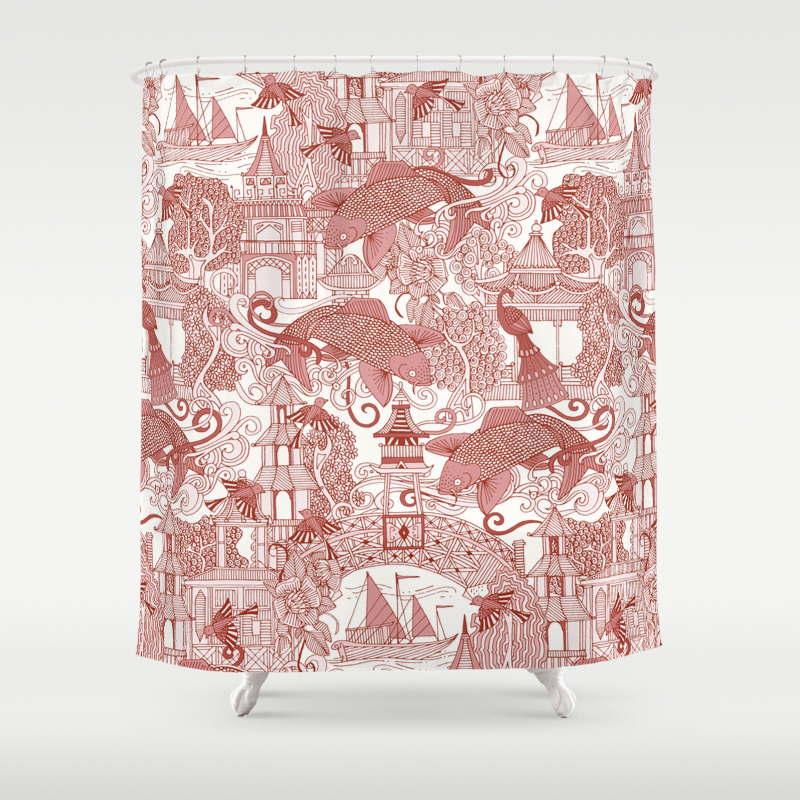 Chinoiserie Toile Red Shower Curtain By Sharonturner Society6