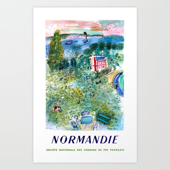 Normandie French Vintage Shipping Advert Wall Art Print Poster Framed or Canvas Artwork