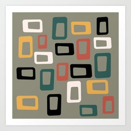 Mid Century Modern abstract shapes art Art Print