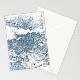 Vancouver, Canada - City Map Illustration - Blue Aesthetic Stationery Card