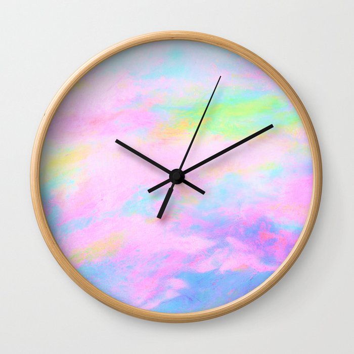 Pink Atmosphere Soft and Bright Oil Pastel Drawing Wall Clock