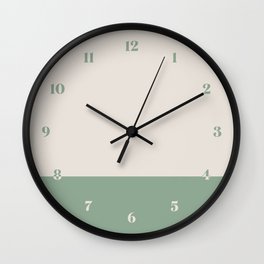 Boho Forest Green & Neutral Color Block Wall Clock