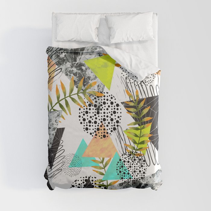 Triangles and plants Duvet Cover