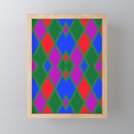 Argyle Pattern Using Red Green Blue and Purple Diamonds Outlined in Green Lines Framed Mini Art Print