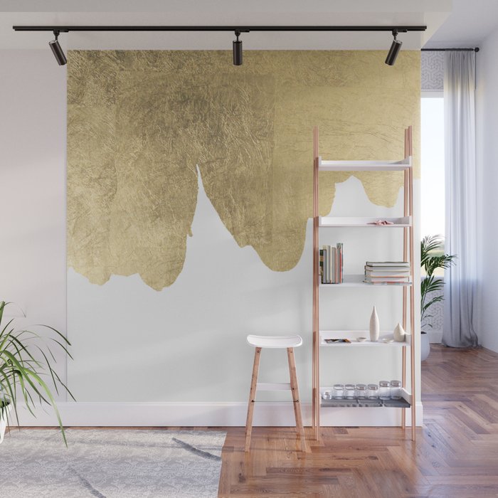 Modern Elegant Abstract Gold White Contemporary Art Wall Mural